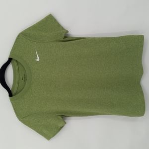 The Nike Tee Dri Fit Shirt Shortsleeves Heathered Green Crewneck Stretchy Size S